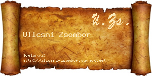 Ulicsni Zsombor névjegykártya